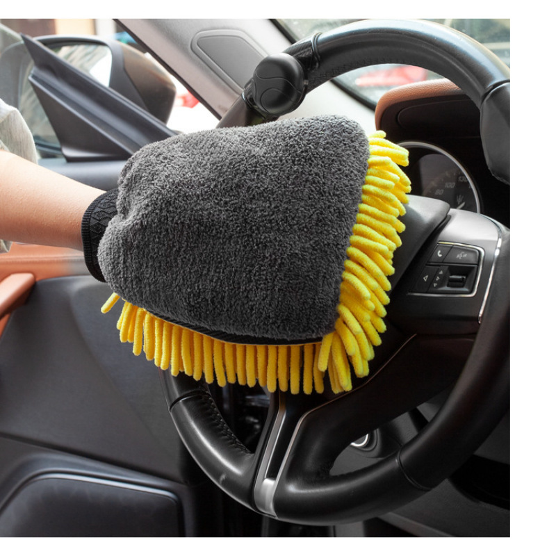 Single-Side Coral Velvet Car Wash Gloves No Fading